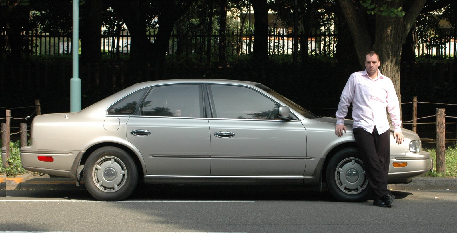 Jeremy and his Nissan Infiniti in Gaienmae, early 2000s